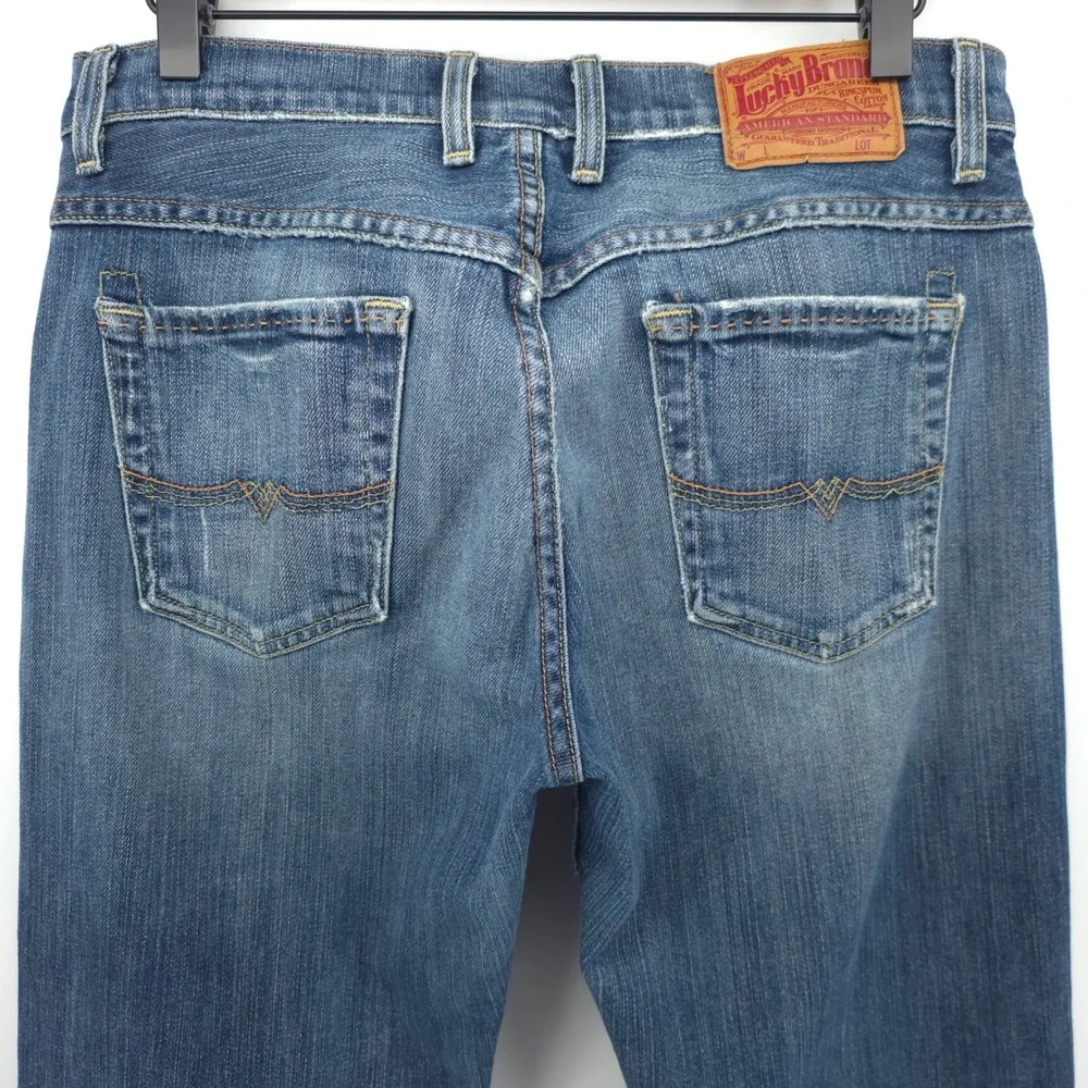 Lucky Brand Womens Jeans Easy Rider 8/29 Blue Straight Leg Button Fly Pic Stitch